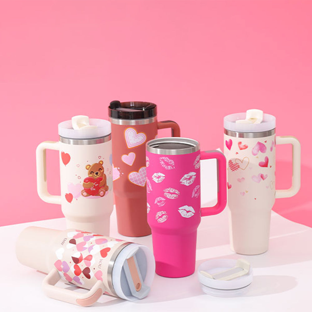40oz Tumbler with Handle & Straw